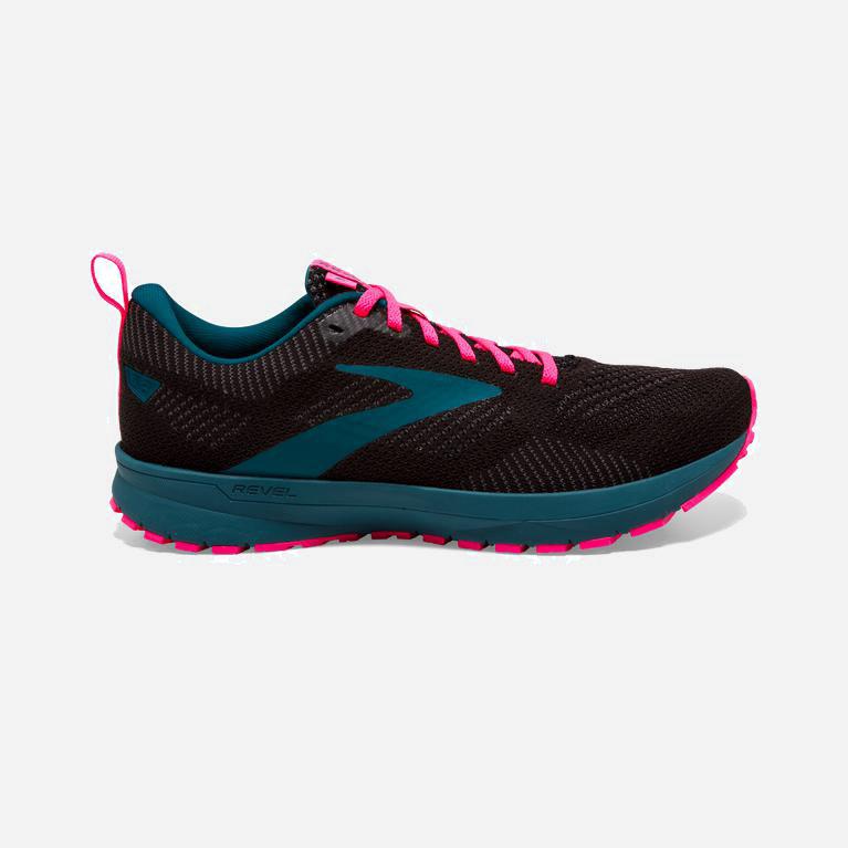 Brooks Revel 5 Israel - Women's Performance Treadmill Running Gear - Black/Blue/Pink (89715-TQPO)